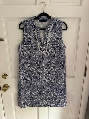 Tommy Hilfiger White and Navy Paisley Shift Dress